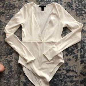 White V Neck bodysuit